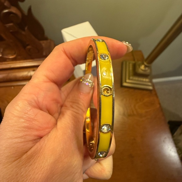 Kate Spade Yellow Enamel and Gold CZ Crystal Hinge Bracelet - Picture 8 of 8